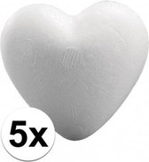 5x Piepschuim hartjes van 5 cm