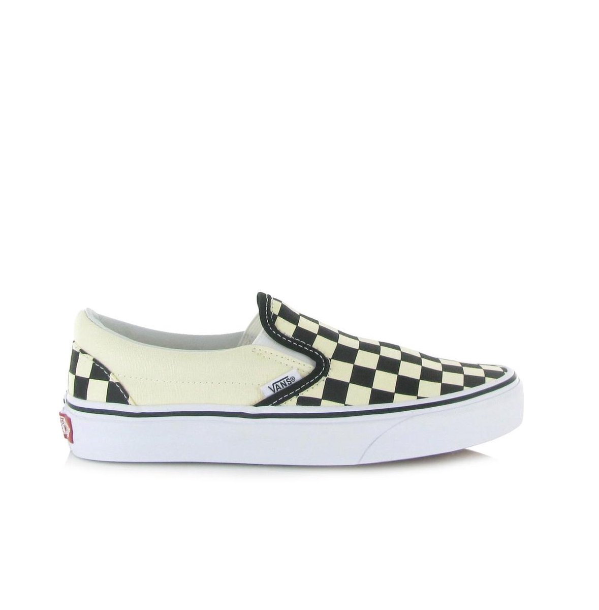 checkerboard white slip on vans