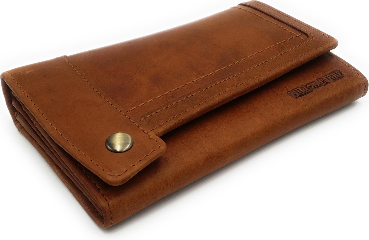 Hill Burry - VL777055 -51126- echt lederen - dames - portemonnee - stevig - chique - uitstraling - vintage leder- bruin/cognac
