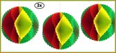 3x Decoratiebal rood/geel/groen 50cm Brandvertragend