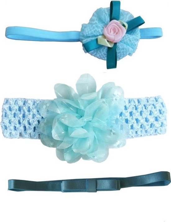 3 Stuks Baby Meisjes Haarbanden - Elastische Bloem Hoofdbanden 0-3 Maanden - Nylon Baby Accessoires