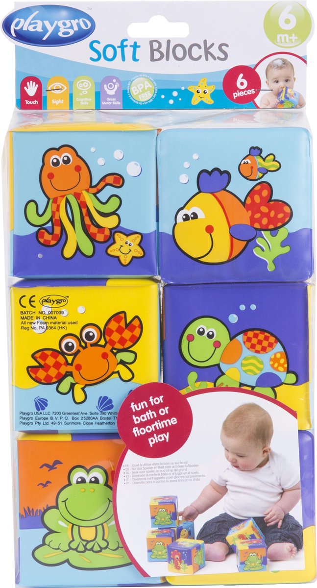 Playgro zachte blokken - Badspeelgoed - Badblokken - Set van 6 stuks - Speelgoed Baby - Speelgoed 1 jaar - Baby Speelgoed - badspeelgoed - speelgoed bad - Baby badspeelgoed — afbeelding 2