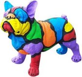 Vrolijke Franse Bulldog Beeld - 40 cm - Multicolor