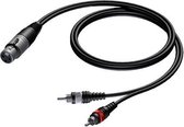 Procab CAB704 XLR vrouwelijk - Tulp stereo 2RCA mannelijk kabel - 1,5 meter