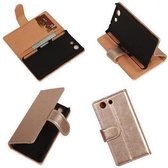 PU Leder Goud Hoesje Sony Xperia Z3 Compact Book/Wallet Case/Cover