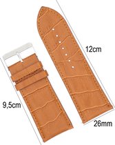 Horlogeband Leer 26mm - Croco Band + Push Pin - Licht Bruin - Sarzor