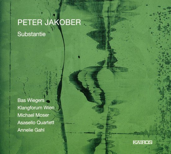 CD-hoes voor 'Substantie' van Peter Jakober, met abstract groen patroon en tekst.