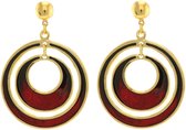 Behave® Dames oorbellen hangers rond goud-kleur en rood 5 cm