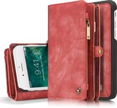 CaseMe - iPhone 8 Plus - Luxe Portemonnee Hoesje met uitneembare backcover - Rood