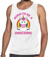 Born to be a unicorn pride tanktop/mouwloos shirt - wit regenboog homo singlet voor heren - gay pride S