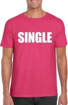 Single/ vrijgezel tekst t-shirt roze heren S