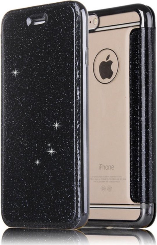 Étui à rabat Folio en cristal de luxe - Étui pour Apple iPhone 7 - iPhone 8  - Noir -... | bol.com