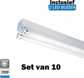 LED Buis armatuur 120cm - Dubbel | Inclusief LED buizen - 6000K - Daglicht (Set van 10 stuks)