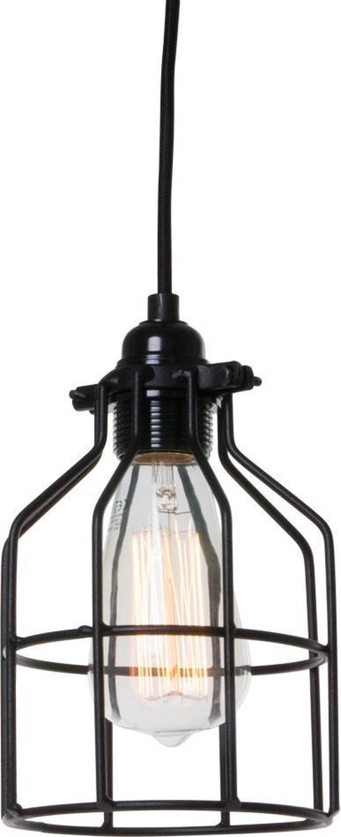 Het Lichtlab Hanglamp met Kooi - No.15 - ø13xH18cm - Metaal - Zwart