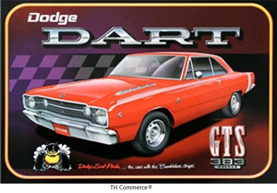 TH Commerce - Dodge Dart GTS - Metalen Vintage Decoratie Wandbord - Garage - Reclamebord - Muurplaat - Retro - Wanddecoratie -Tekstbord - Nostalgie - 30 x 20 cm 0840