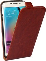 Javu - Samsung Galaxy S6 Edge Hoesje - Flip Case Cabello Bruin
