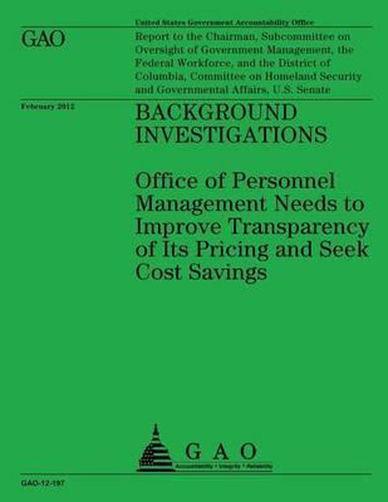 Background Investigations 9781492280187 Government Accountability