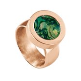 Quiges RVS Schroefsysteem Ring Rosékleurig Glans 20mm met Verwisselbare Parelmoer Groen Schelp 12mm Mini Munt