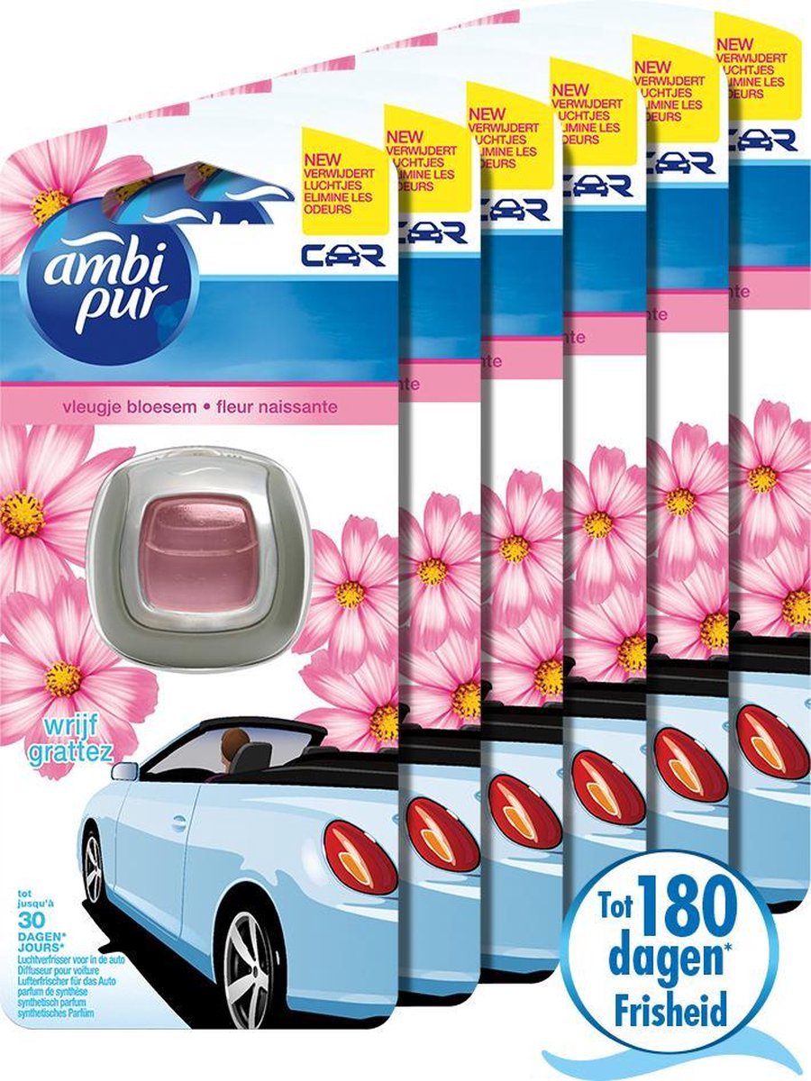 Ambi Pur Auto Clip On Luchtverfrisser - Vleugje Bloesem - 6 stuks