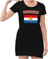 Zwart  jurkje met Holland vlag dames - Zwart Koningsdag kleding L