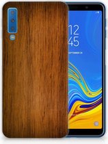 Geschikt voor Samsung Galaxy A7 (2018) TPU-siliconen Hoesje Donker Hout