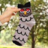 Uil sokken - grijs - dieren vogel - Japans ontwerp