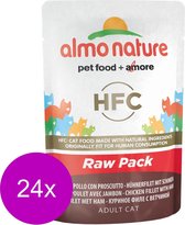 Almo Nature Cat Raw Pack Pouch 55 g - Kattenvoer - 24 x Kipfilet&Ham