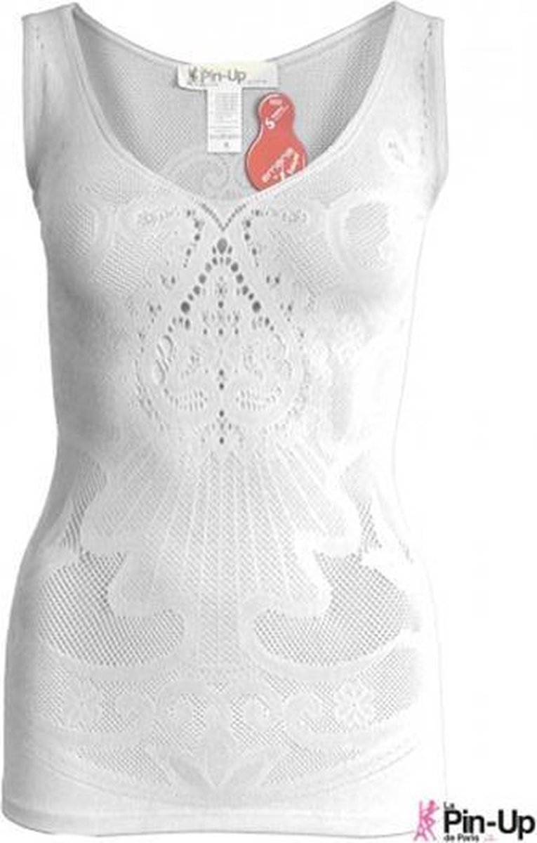 Goedkoopste Anti Cellulite Kanten Top -Pin Up de Paris - M - Wit