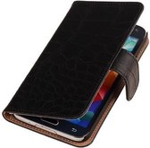 Samsung Galaxy S5 mini - Zwart Krokodil cover - Book Case Wallet Cover Beschermhoes