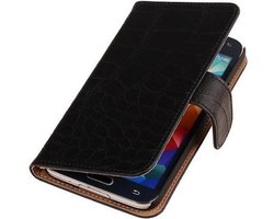 Samsung Galaxy S5 mini - Zwart Krokodil hoesje - Book Case Wallet Cover Beschermhoes