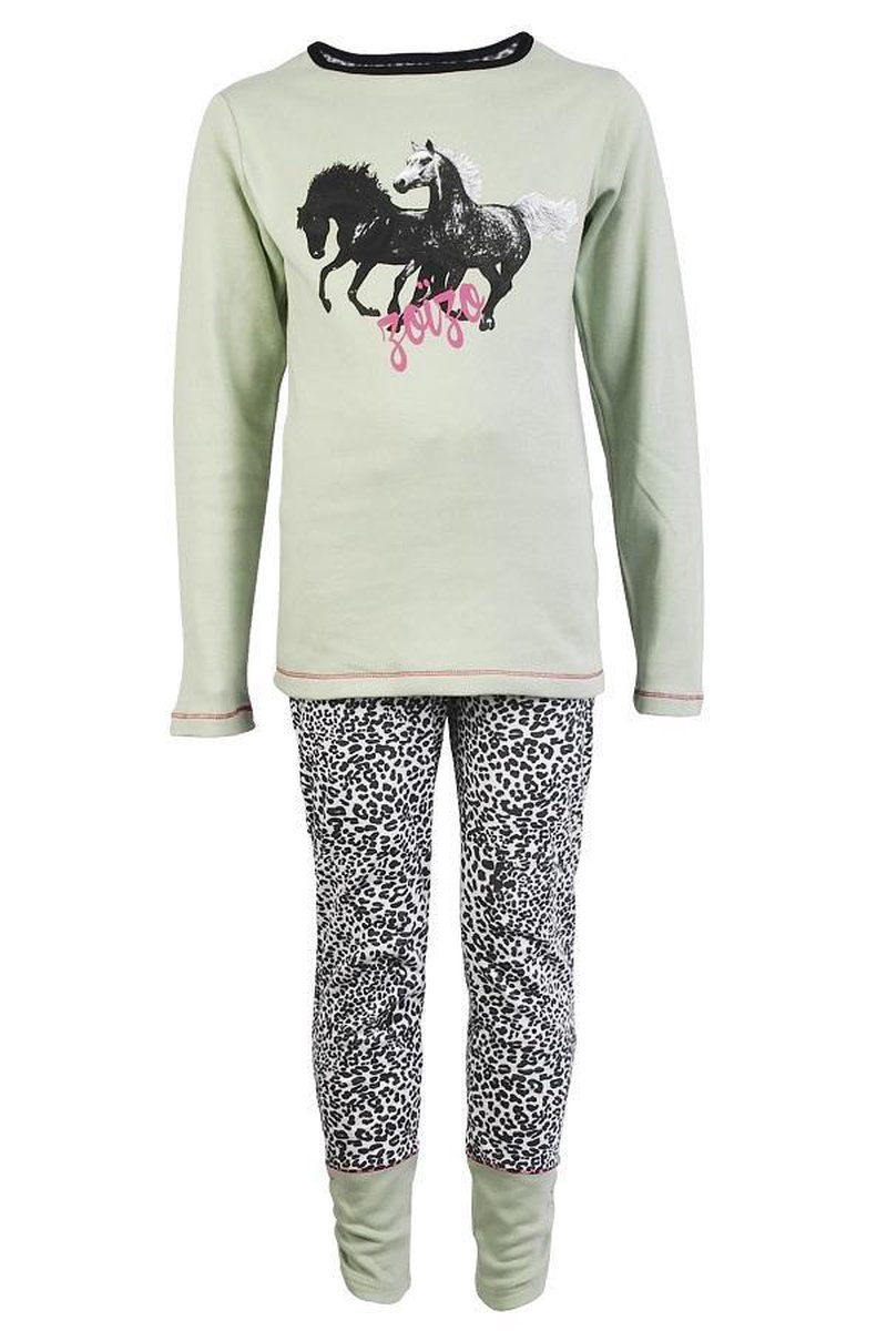 Zoïzo meisjes warme winter pyjama met lange mouwen / Luipaard print en  paarden op de... | bol.com