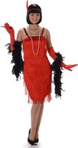 Karnival Costumes Charleston Flapper Kostuum Jaren 20 Danseres Carnavalskleding Dames Carnaval - Polyester - Rood - Maat L - 3-Delig Jurk/Handschoenen/Hoofdband