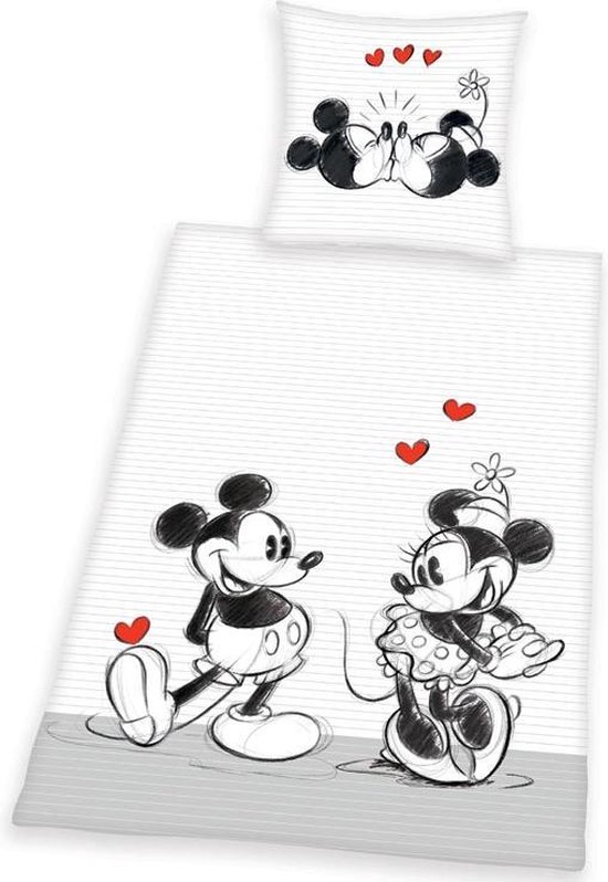 Mickey en Minnie Mouse Dekbedovertrek in Love | bol.com