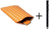 Polka Dot Hoesje voor Fujitsu Arrows Kiss F 03e met gratis Polka Dot Stylus, Oranje, merk i12Cover