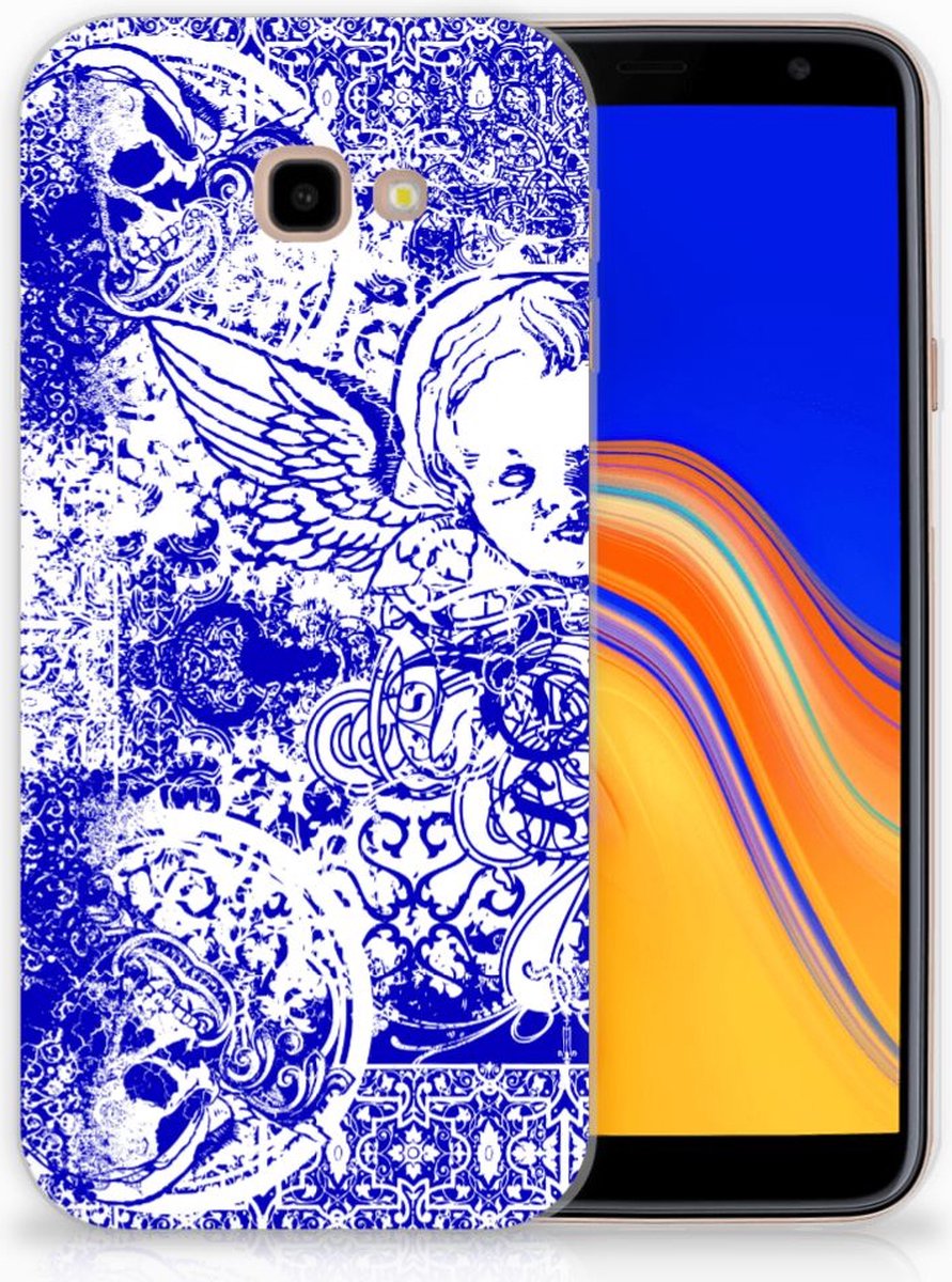 Silicone Back Case Samsung Galaxy J4 Plus (2018) Angel Skull Blauw