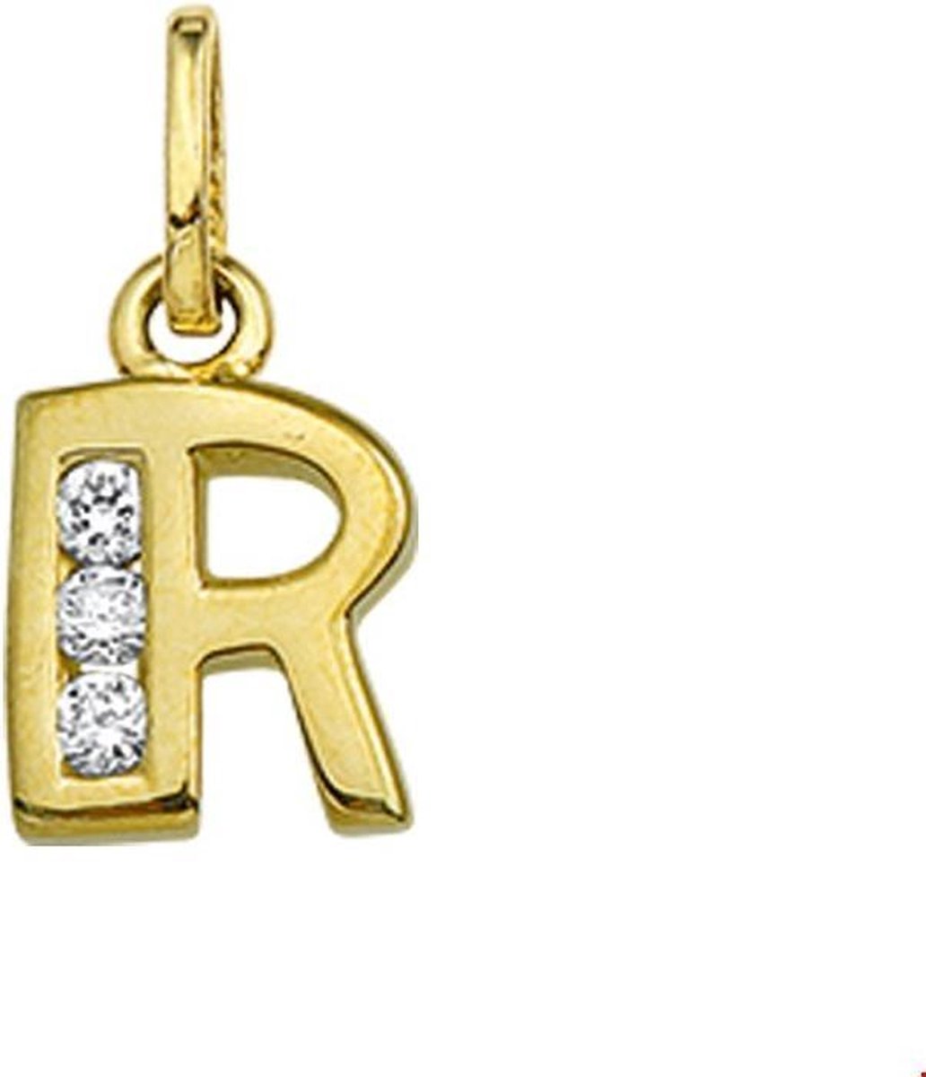 Geelgouden Bedel letter R zirkonia 4006252