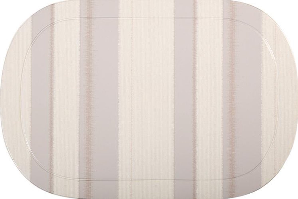 Afwasbare placemat Ovaal 45 x 30 cm Strepen Beige Grijs