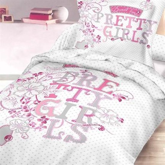 Pretty Girls - Dekbedovertrek - Eenpersoons - 140x200 cm + 1 kussensloop 65x65 cm - Roze