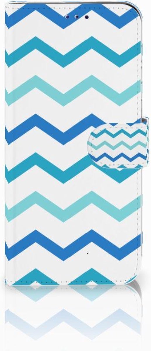 Book Case voor Samsung Galaxy A50 Telefoon Hoesje Zigzag Blauw