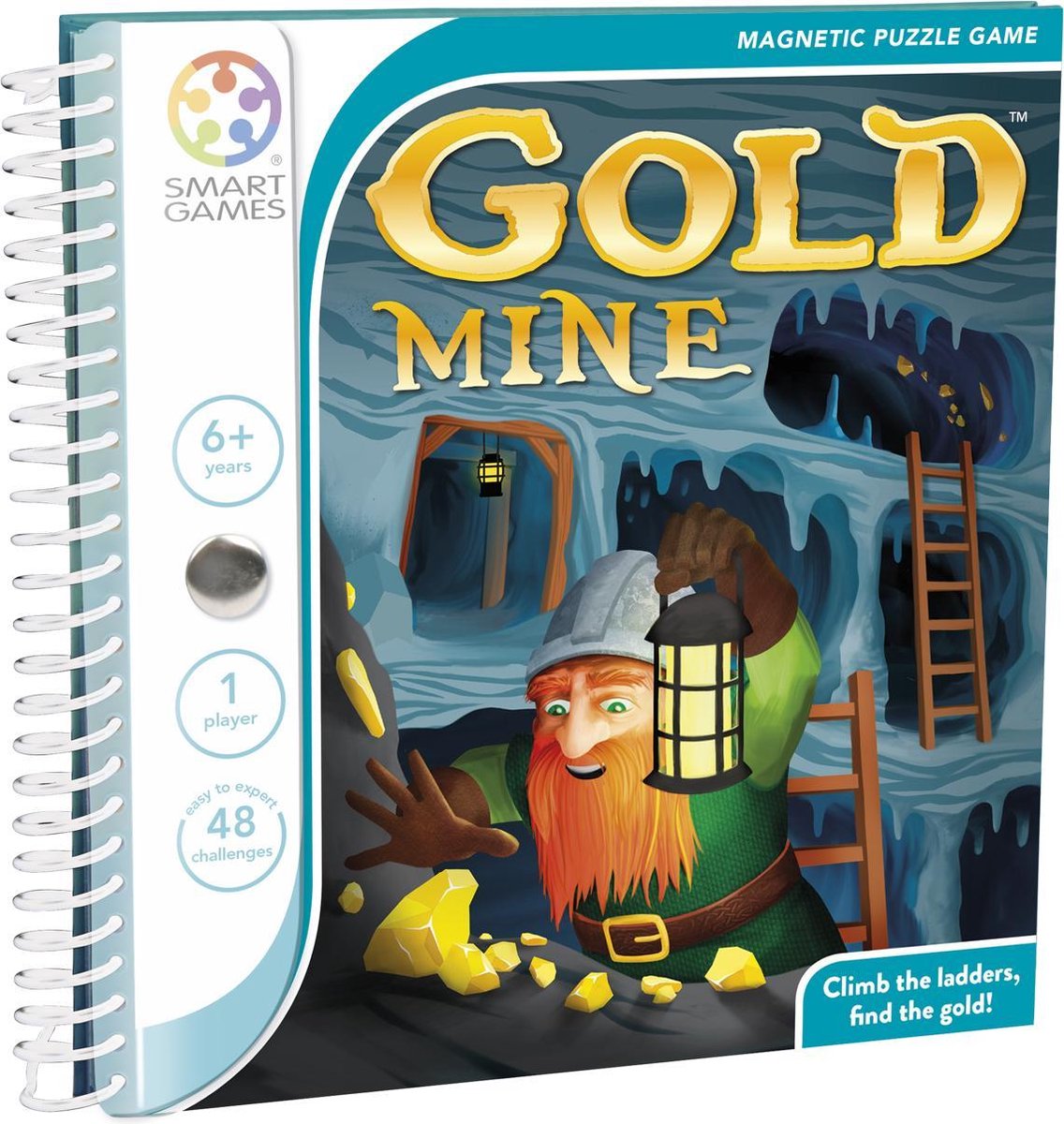 SmartGames - Goldmine - 48 opdrachten - Magnetische denkpuzzel met goudmijn en ladders - SmartGames