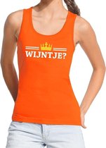 Oranje Wijntje met kroontje tanktop / mouwloos shirt dames - Oranje Koningsdag kleding S
