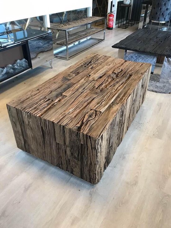 Salontafel Blok - Sleeper Wood - 100 x 100 cm | bol.com