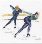 Thea Gouverneur Borduurpakket 3056 Schaatsen - Linnen stof
