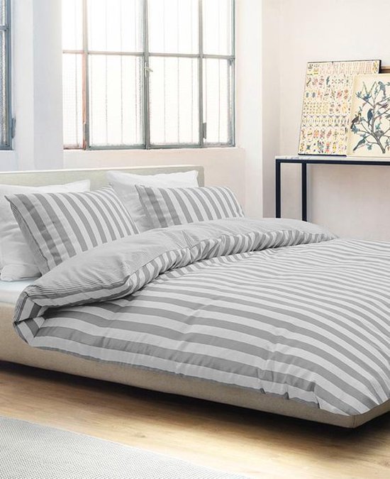 Housse de couette Marc O'Polo Classic Stripe - 150x210 + 50x60 cm - Argent