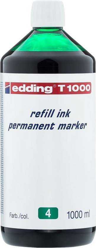 edding T1000 navulinkt voor permanent markers - kleur: groen - grote fles - 1000ml