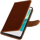 BestCases.nl Bruin Pull-Up PU booktype wallet cover hoesje voor Sony Xperia XA