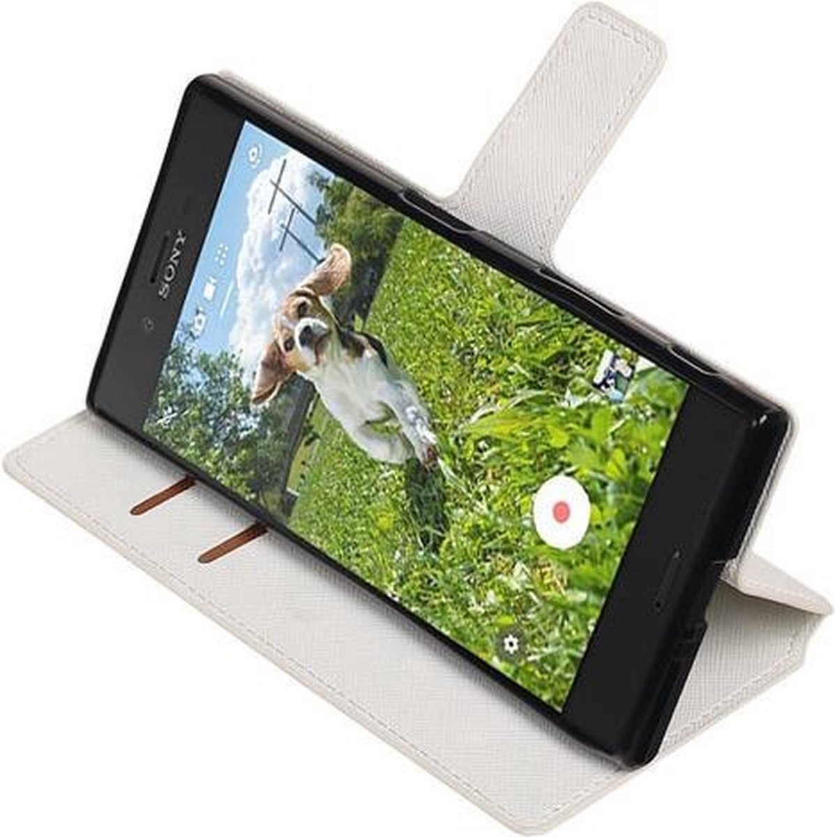 BestCases.nl Wit Sony Xperia XZ TPU wallet case booktype hoesje HM Book