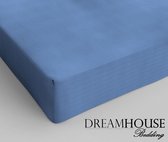 Dreamhouse Katoenen Hoeslaken - 160x220 cm - Blauw - Tweepersoons