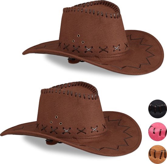 Relaxdays 2x Cowboyhoed donkerbruin - western hoed - carnavalshoed - cowboy  accessoires | bol.com