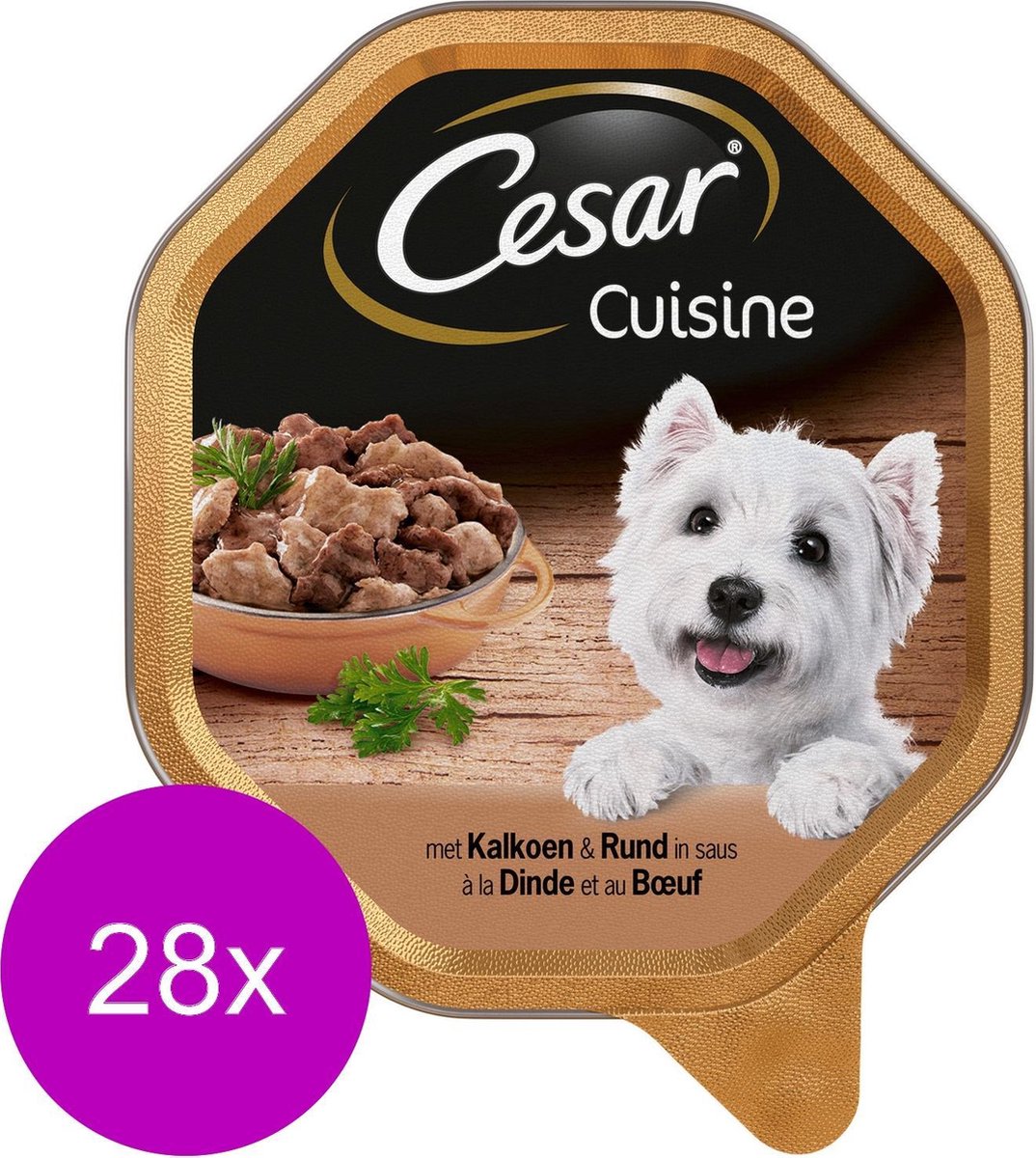 Cesar Cesar Alu Cuisine - Kalkoen&Rund - Hondenvoer - 28 x 150 g